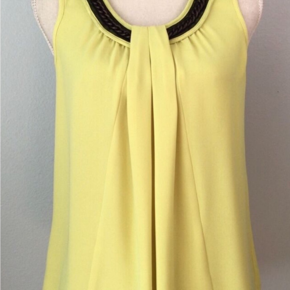 RACHEL Rachel Roy Yellow Pleated Embellished Tank Top